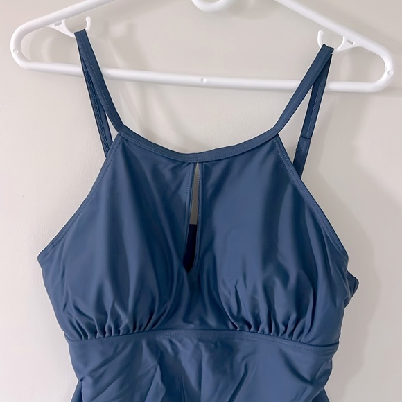 Elegant Navy Blue One Piece Swimsuit - Picture 2 of 4